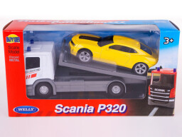 Welly odtahovka Scania P320 + Chevrolet Camaro 1:43
